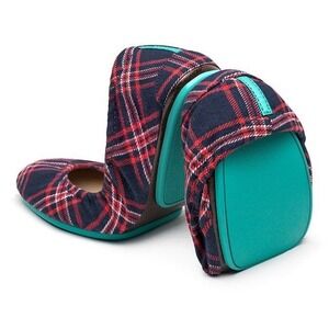 Tieks Heritage Plaid Ballet Flats Red Tartan Leather Sole Size 9